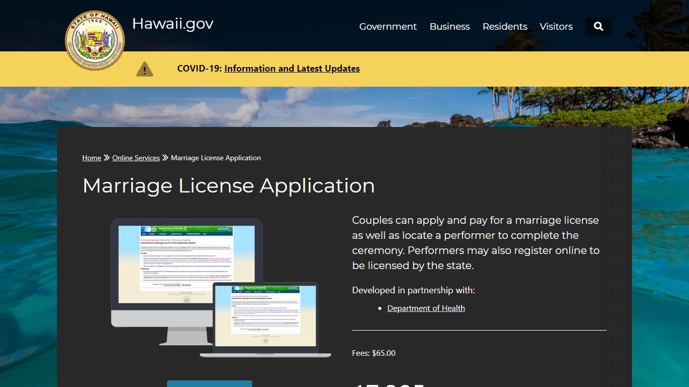 Hawaii.gov | Marriage License Application